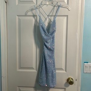 Blue Windsor Sequin Bodycon Mini Dress